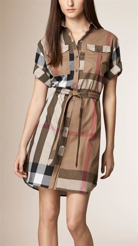 burberry check cotton box fit shirt dress|Burberry checked cotton poplin shirt.